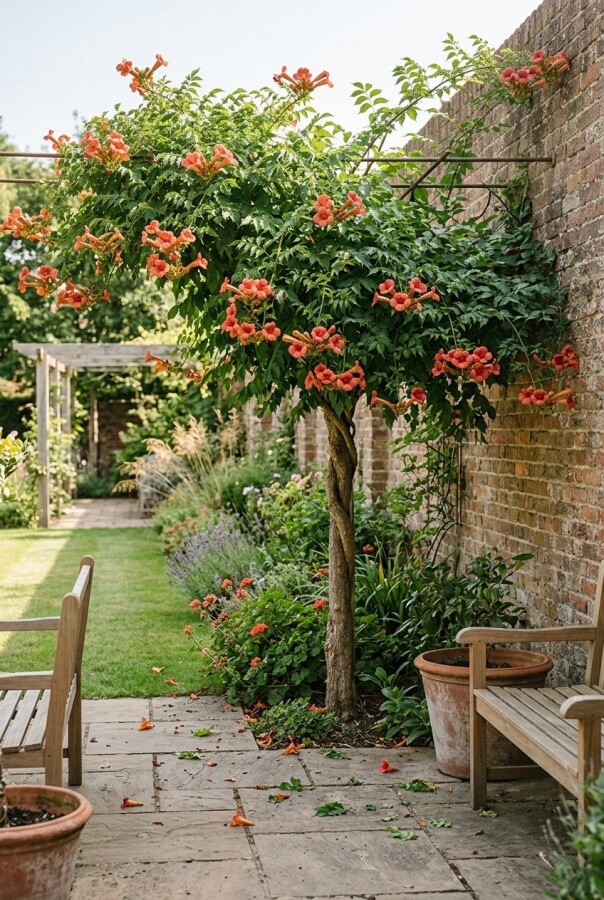 Campsis tagliabuana 'Fire Trumpet' demi-tige 80 cm C10