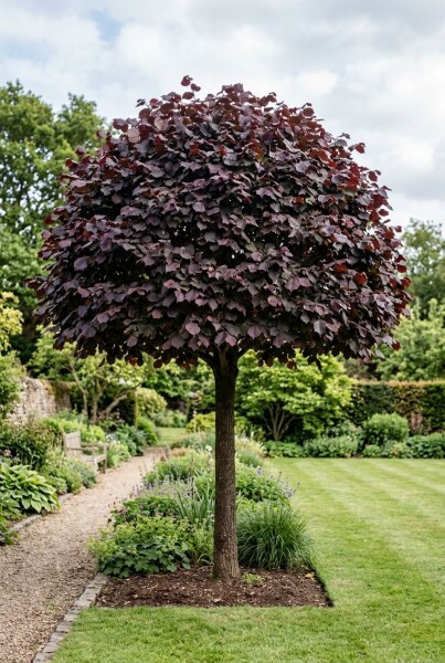 Corylus avellana 'Purple Umbrella' demi-tige hauteur de tige 120 cm C10