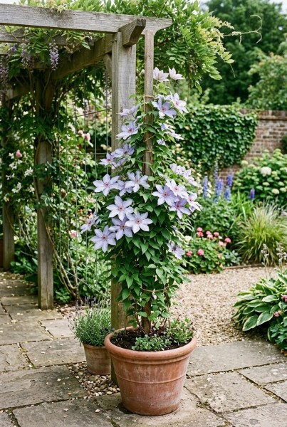Clematis 'Dorothy Walton' tuteurée 70 cm C2