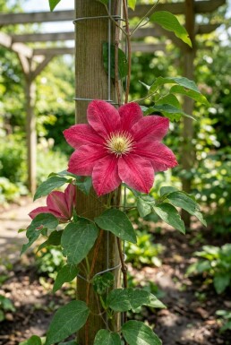Clematis 'Ville de Lyon' tuteurée 70 cm C2