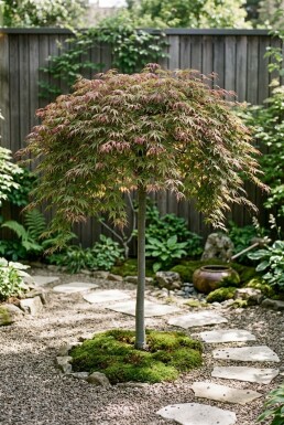 Acer palmatum 'Cascade Ruby' sur tige