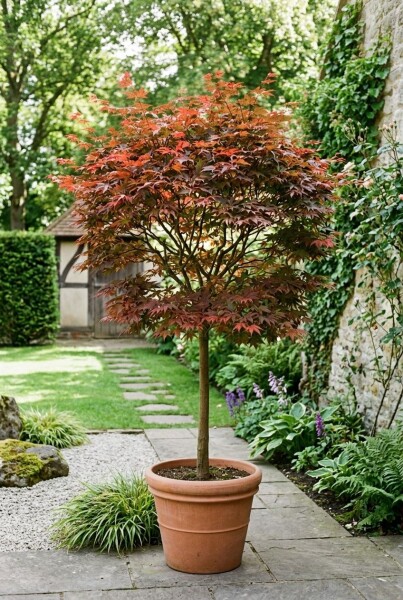 Acer palmatum 'Fireglow' sur tige