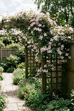 Clematis montana 'Elizabeth' Tuteur