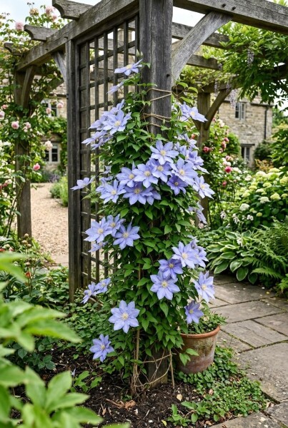 Clematis 'Mrs Cholmondeley' Tuteur