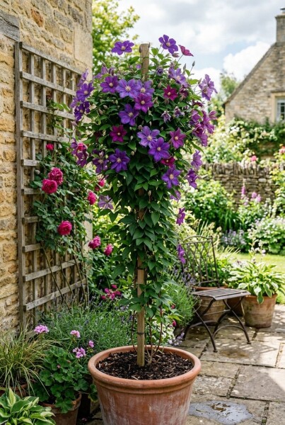 Clematis 'Star of India' Tuteur