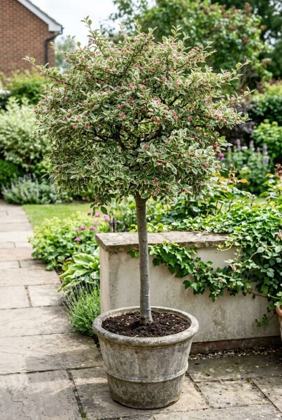 Cotoneaster atropurpureus 'Variegatus' Sur tige