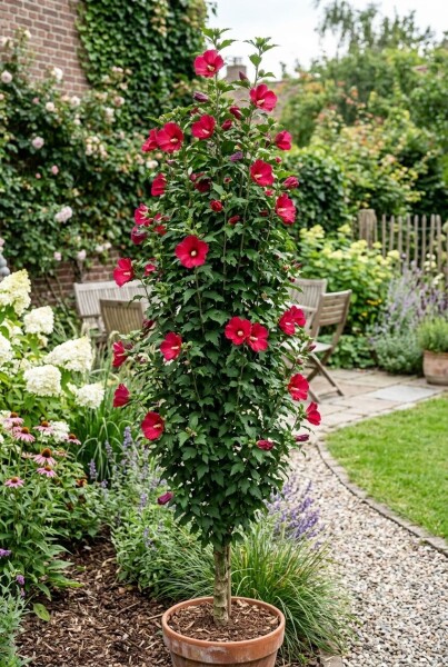 Hibiscus syriacus 'Flower Tower Ruby' Forme arbustive ramifiée