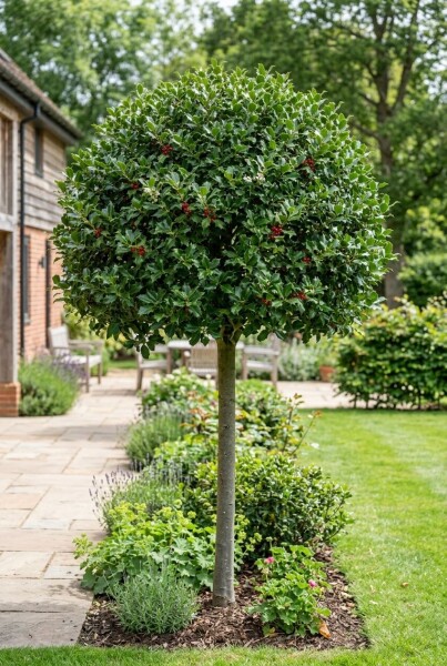 Ilex 'Nellie R. Stevens' sur tige