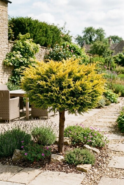 Juniperus pfitzeriana 'Golden Joy' Sur tige