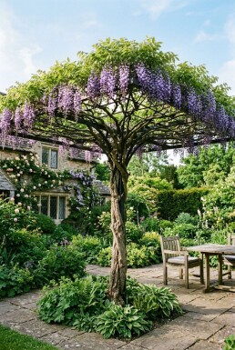 Wisteria brachybotrys 'Yokohama Fuji' forme en toit